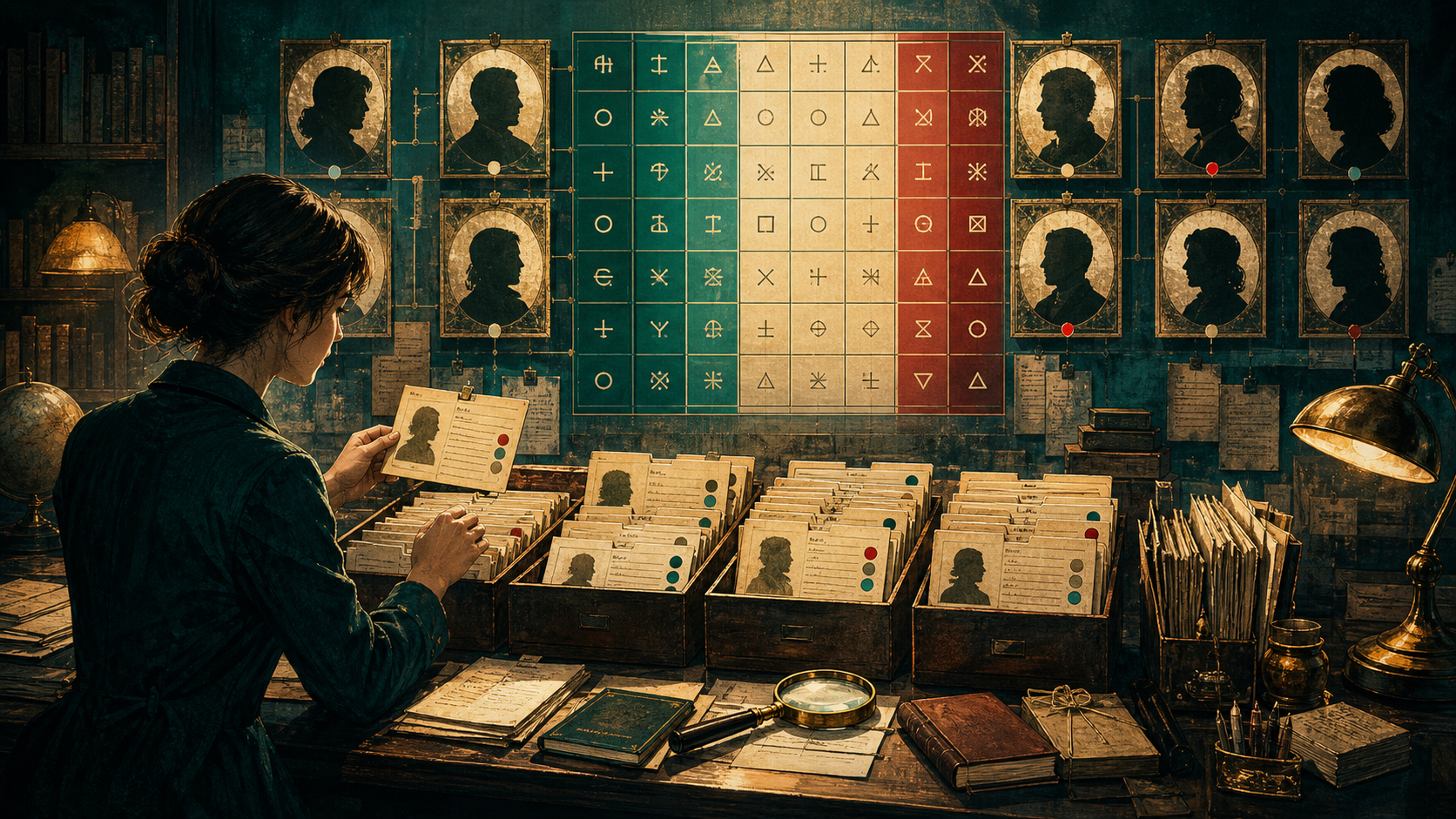 Archive table with anonymous profile cards, sources, and a Socionics type grid