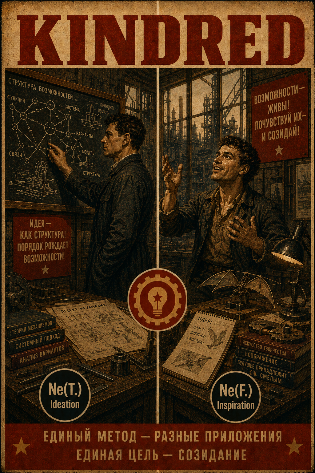 Kindred Ne illustration comparing ILE Ideation and IEE Inspiration