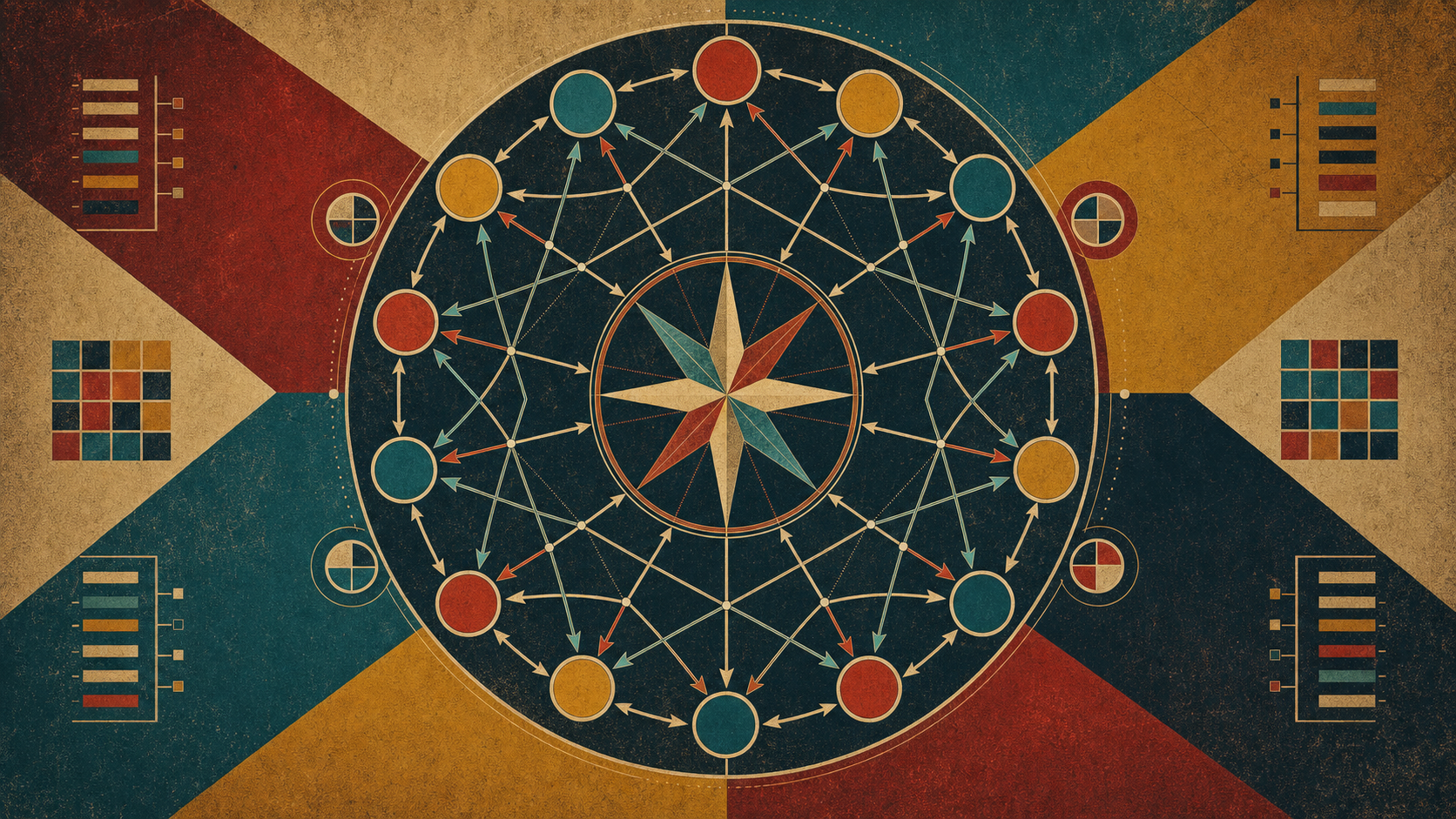 Symbolic Model A intertype relation wheel with symmetric lines and directional relation arrows