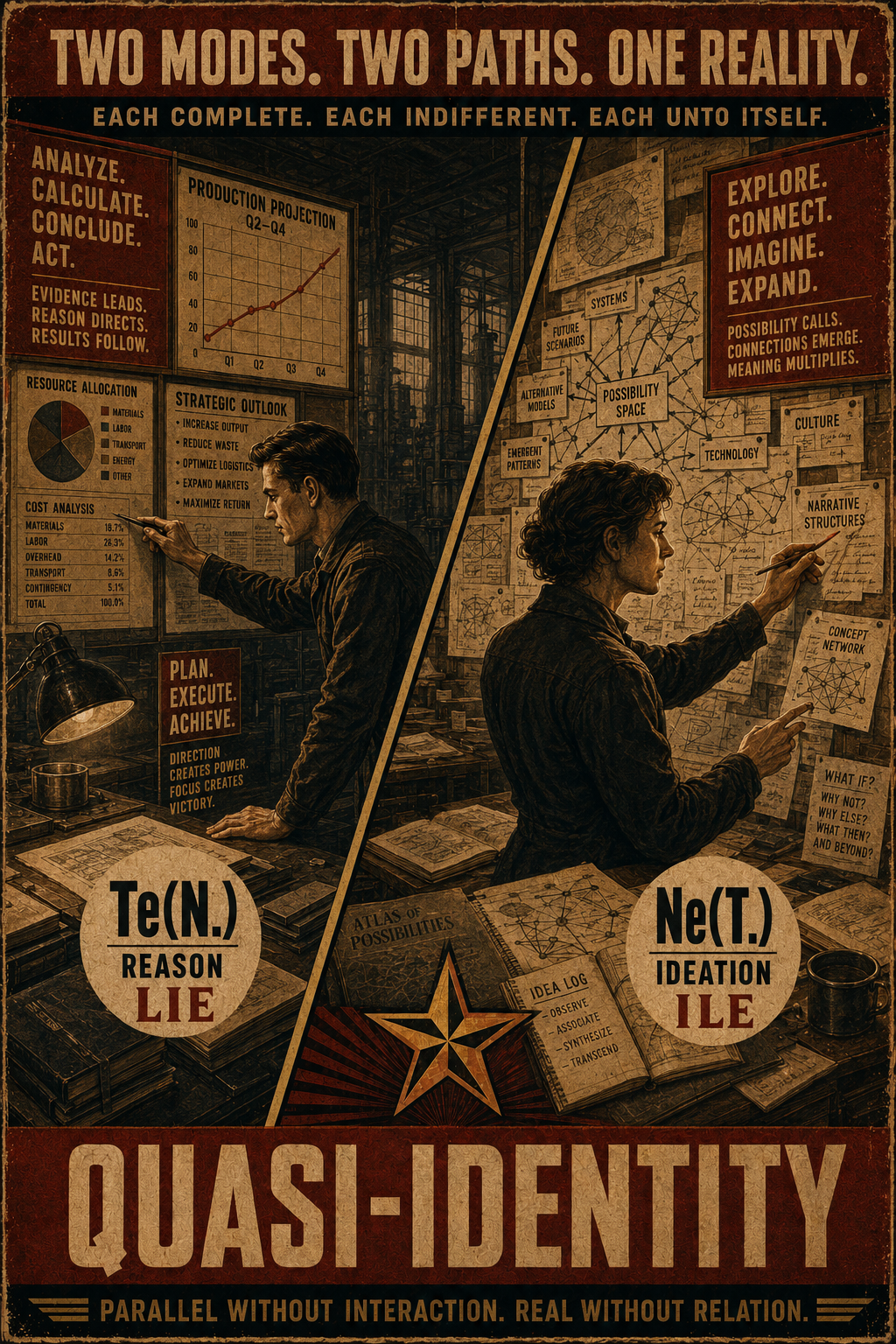 Quasi-Identity relation illustration comparing LIE Te(N.) and ILE Ne(T.)