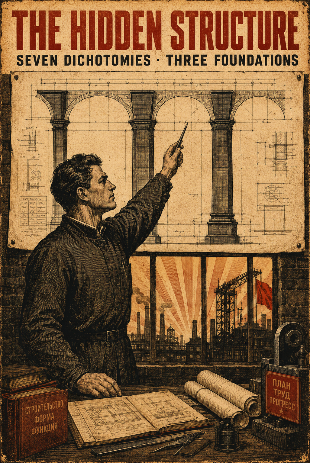 Constructivist image representing hidden structure behind the seven aspect dichotomies