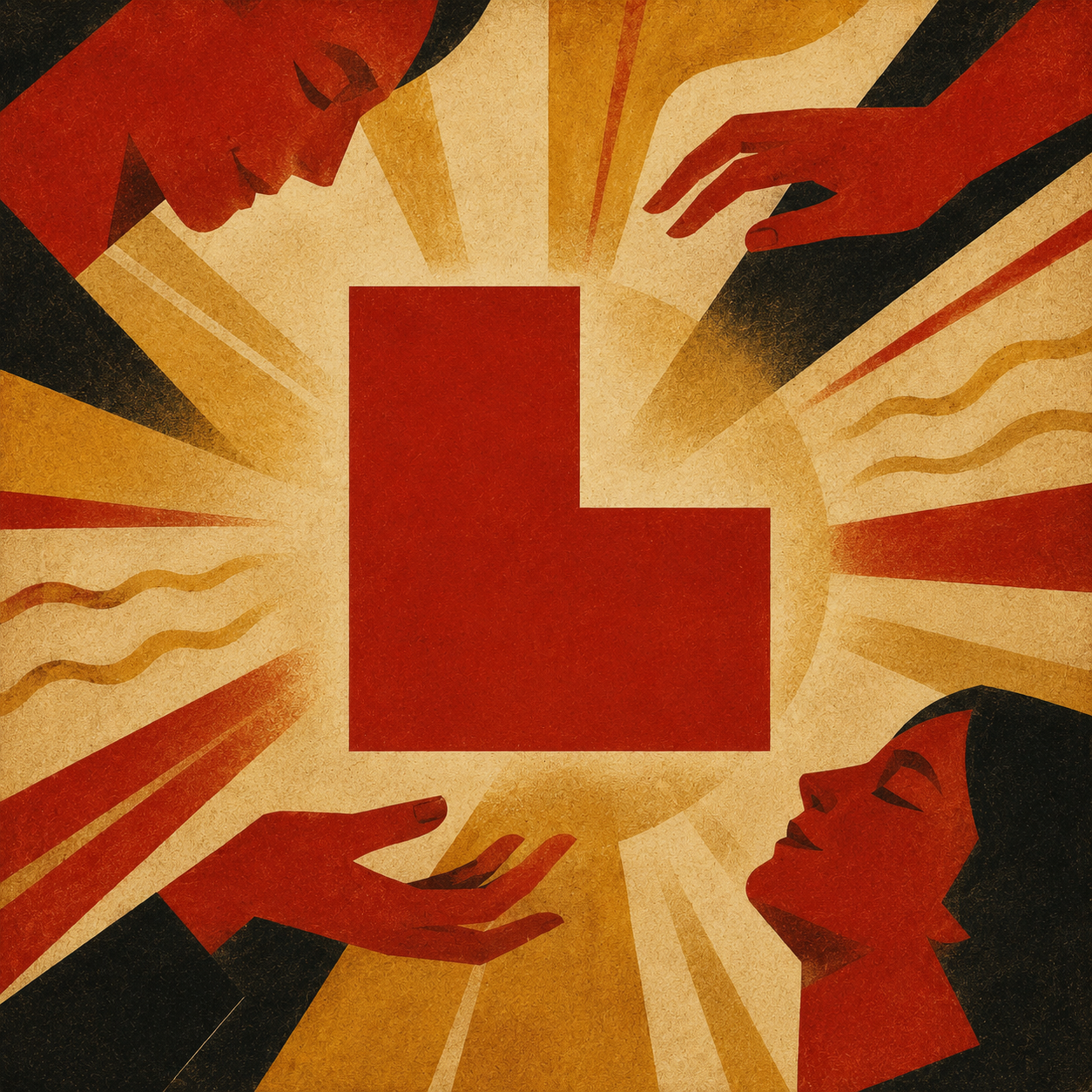 Fe(S.) Affect — filled L-shape with warm hands and faces responding to physical emotional warmth