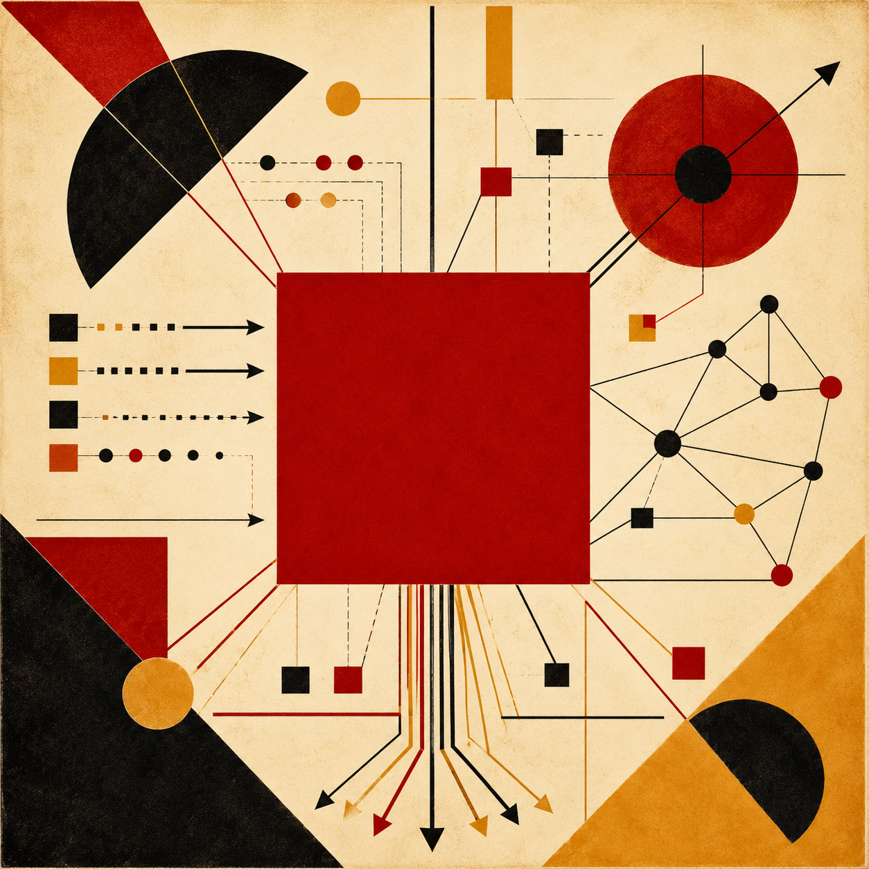 Te(N.) Reason — filled square with data flows and logical proposition networks