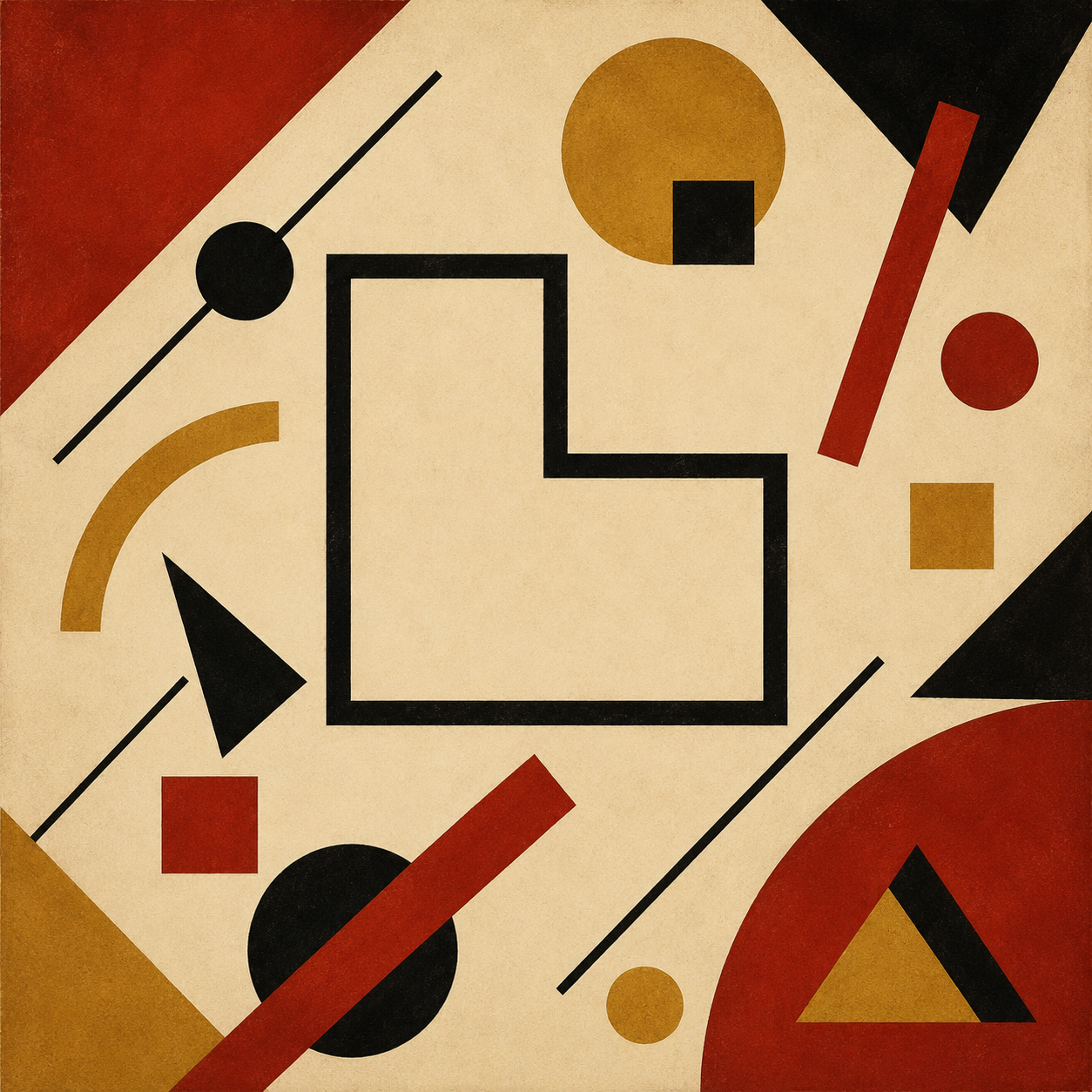 Fi(N.) Soul — outline L-shape with abstract moral geometries and floating values as pure form