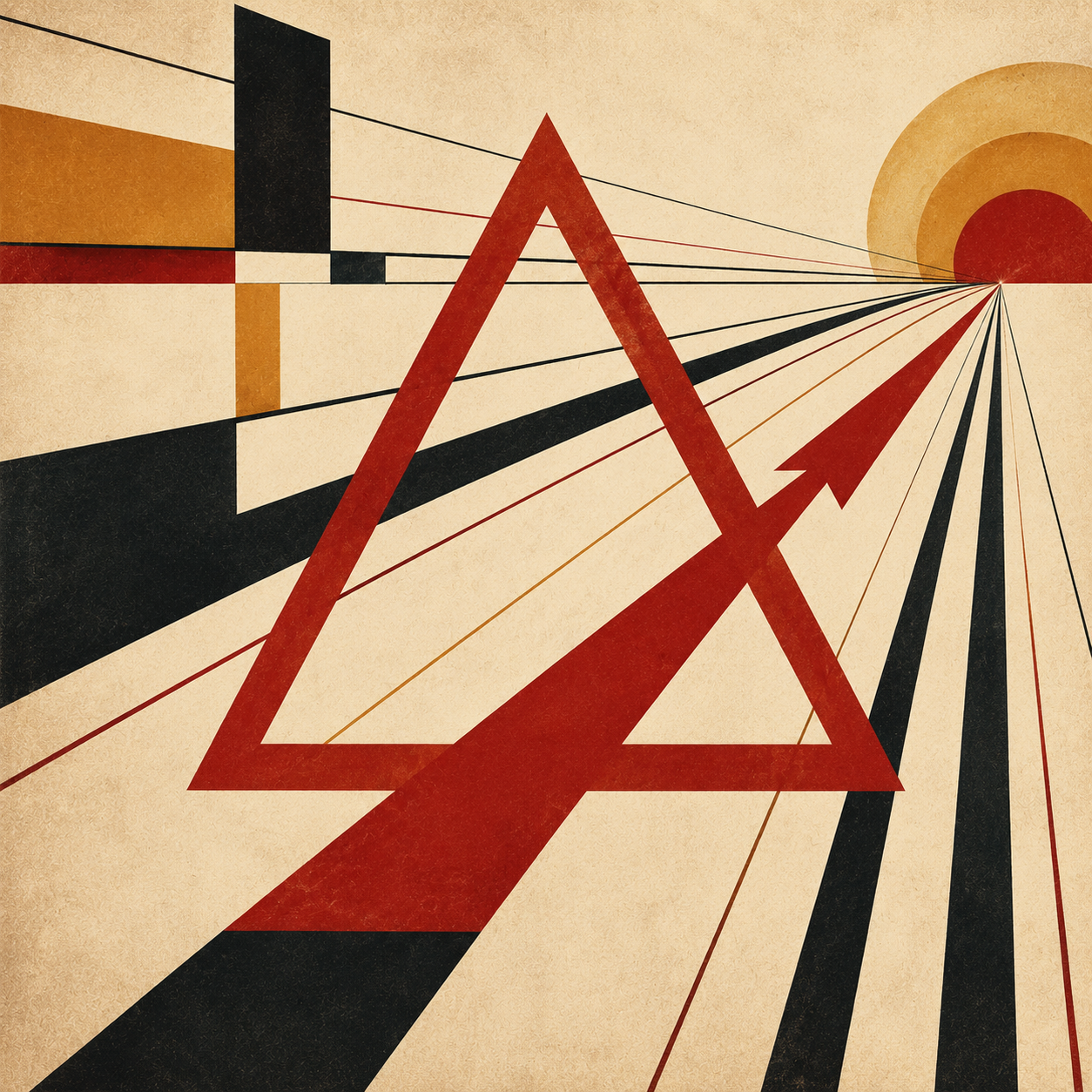 Ni symbol — outline triangle with perspective vanishing point