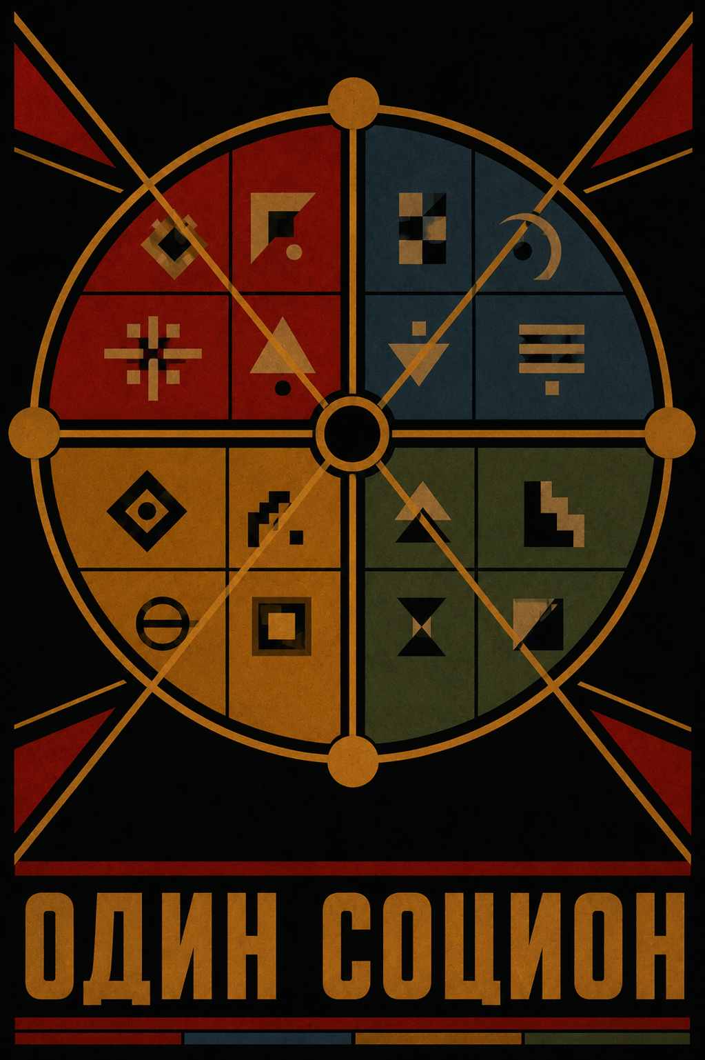 Constructivist poster of the socion as a single four-quadra whole